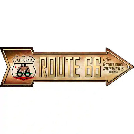 Route 66 California Flag Novelty Metal Arrow Sign 23" x 7" (LA)