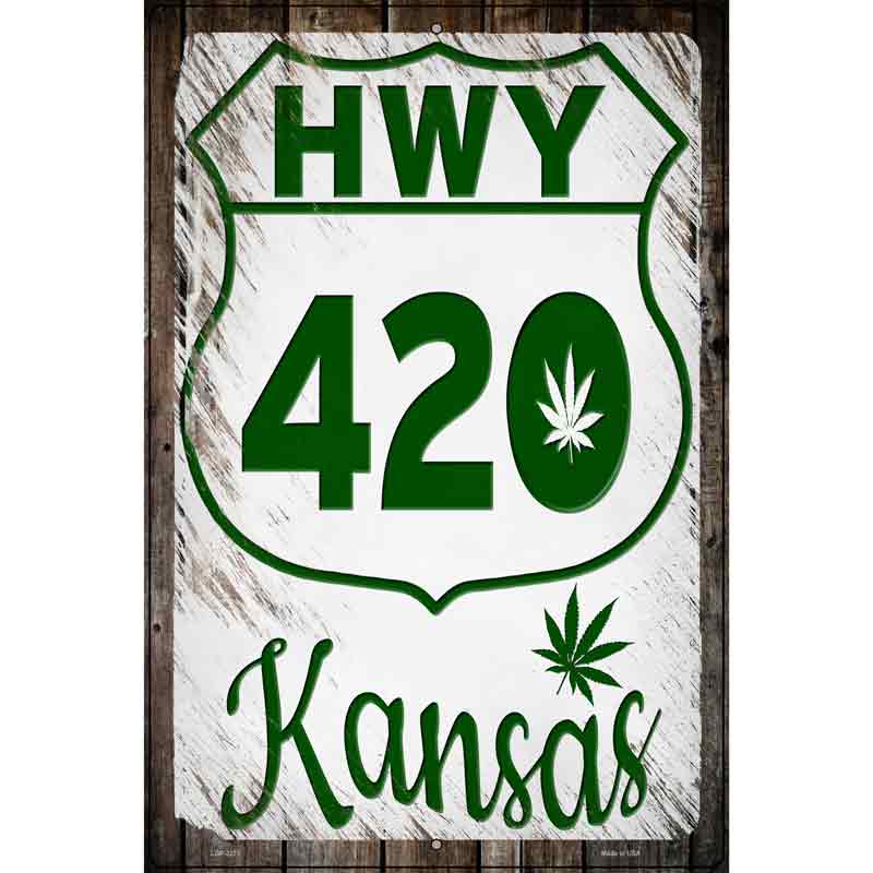 HWY 420 Kansas Novelty Metal Parking Sign 12" x 18" (LGP)