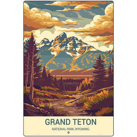 Grand Teton Wyoming Metal Novelty Parking Sign P-4507