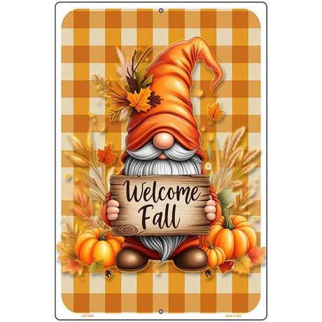 Gnome Welcome Fall Metal Novelty Parking Sign P-4602