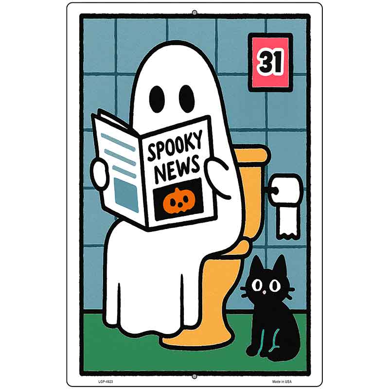 Ghost on Toilet Metal Novelty Parking Sign P-4623