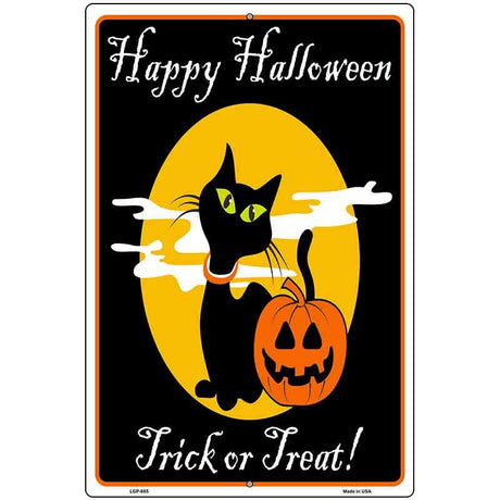 Happy Halloween Black Cat Metal Novelty Parking Sign 12" x 18" (LGP)
