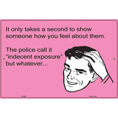 It only takes a second to show someone how you feel E-Card Metal Novelty Parking Sign 12" x 18" (LGP)