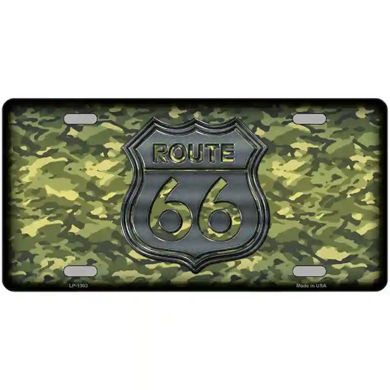 Route 66 Camouflage Novelty Metal License Plate 24" x 12" (LLP)