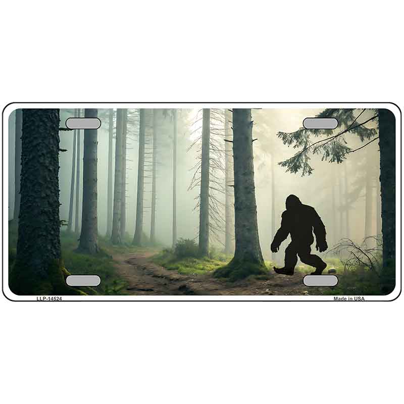 Bigfoot Silhouette Forest Novelty Metal License Plate LP-14524