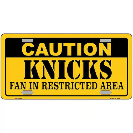 Caution Knicks Fan Metal Novelty License Plate 24" x 12" (LLP)