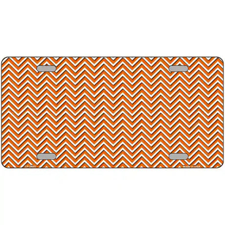 Orange White Chevron Metal Novelty License Plate 24" x 12" (LLP)