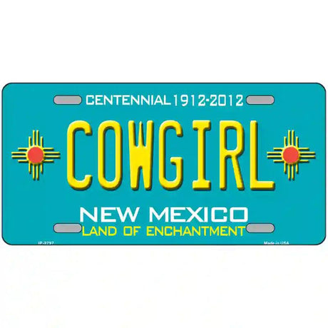 Cowgirl New Mexico Teal Novelty Metal License Plate 24" x 12" (LLP)