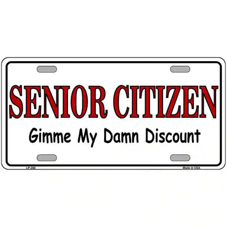 Senior Citizen Discount Metal Novelty License Plate 24" x 12" (LLP)
