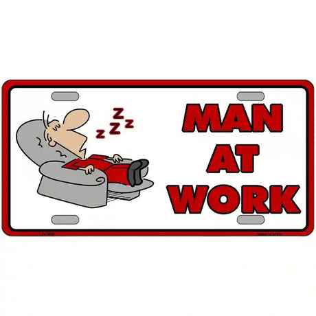 Man At Work Metal Novelty License Plate 24" x 12" (LLP)