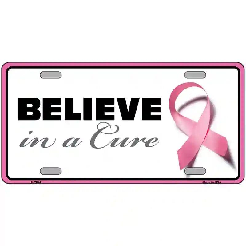 Believe In A Cure Metal License Plate Sign 24" x 12" (LLP)