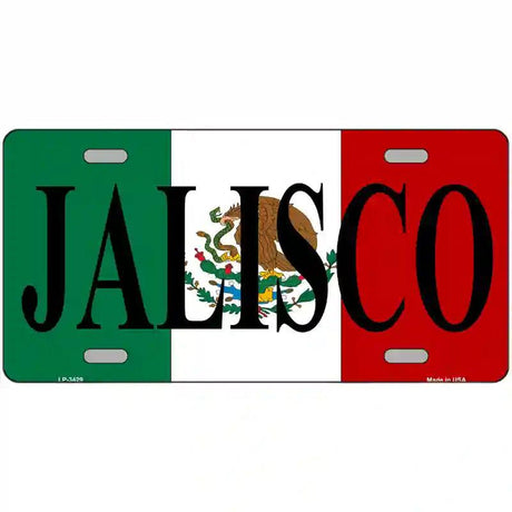 Jalisco on Mexico Flag Metal Novelty License Plate 24" x 12" (LLP)