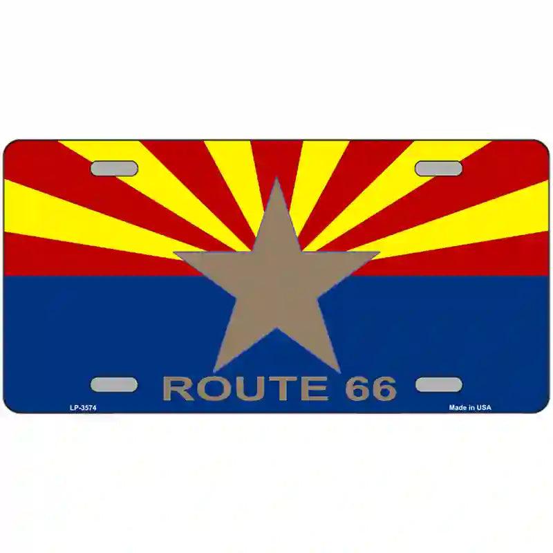 Route 66 Arizona Flag Metal License Plate 24" x 12" (LLP)