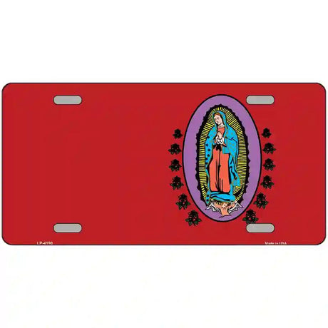 Virgin Mary Red Metal Novelty License Plate 24" x 12" (LLP)