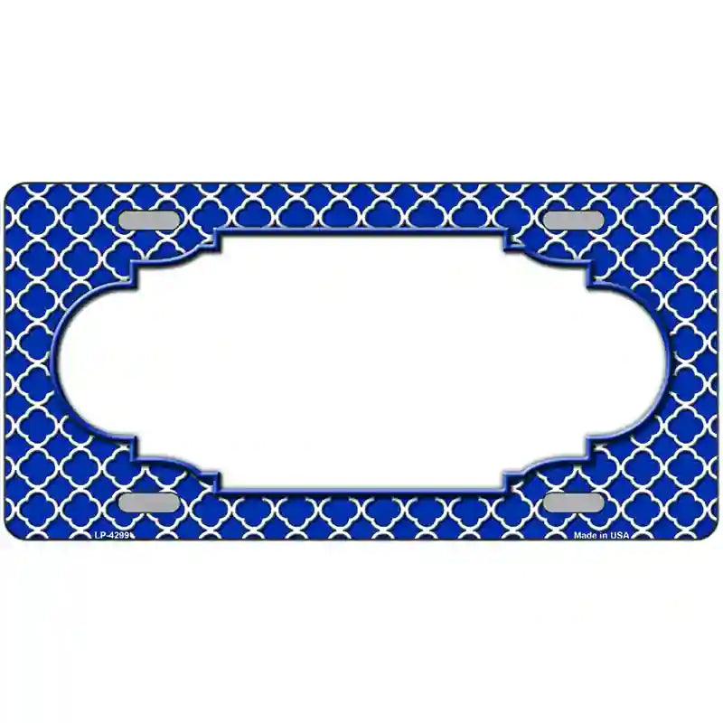 Blue White Quatrefoil Center Scallop Metal Novelty License Plate 24" x 12" (LLP)