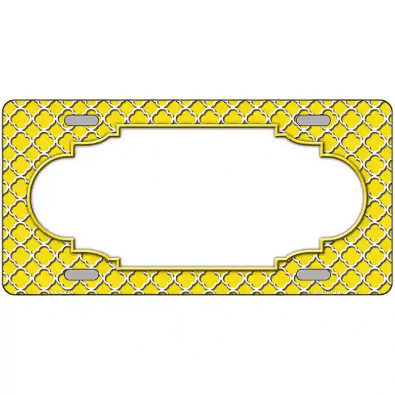 Yellow White Quatrefoil Center Scallop Metal Novelty License Plate 24" x 12" (LLP)
