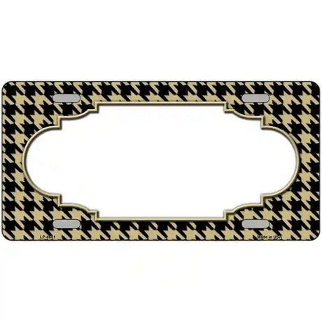 Gold Black Houndstooth Scallop Center Metal Novelty License Plate 24" x 12" (LLP)