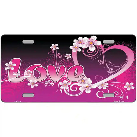 Love Heart And Flowers Metal Novelty License Plate 24" x 12" (LLP)