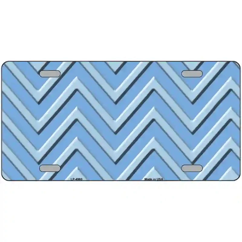 Light Blue Lighter Blue Chevron Metal Novelty License Plate 24" x 12" (LLP)