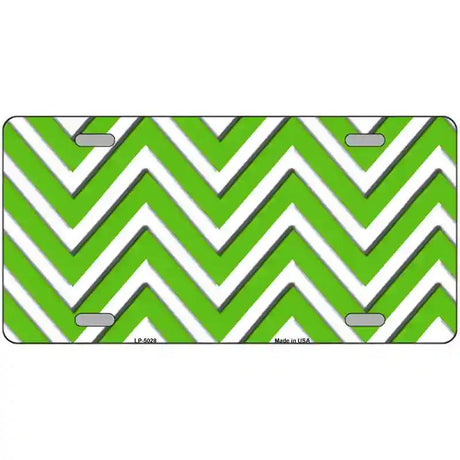 Kelly Green White Chevron Metal Novelty License Plate 24" x 12" (LLP)