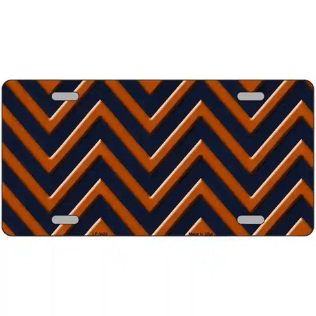 Orange Navy Blue Chevron Metal Novelty License Plate 24" x 12" (LLP)