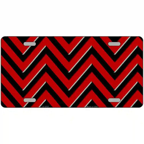 Red Black Chevron Metal Novelty License Plate 24" x 12" (LLP)