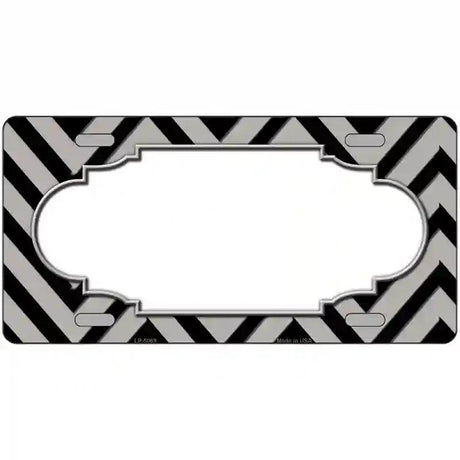 Grey Black Chevron Scallop Metal Novelty License Plate 24" x 12" (LLP)