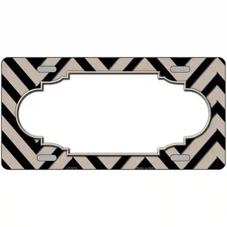 Tan Black Chevron Scallop Metal Novelty License Plate 24" x 12" (LLP)