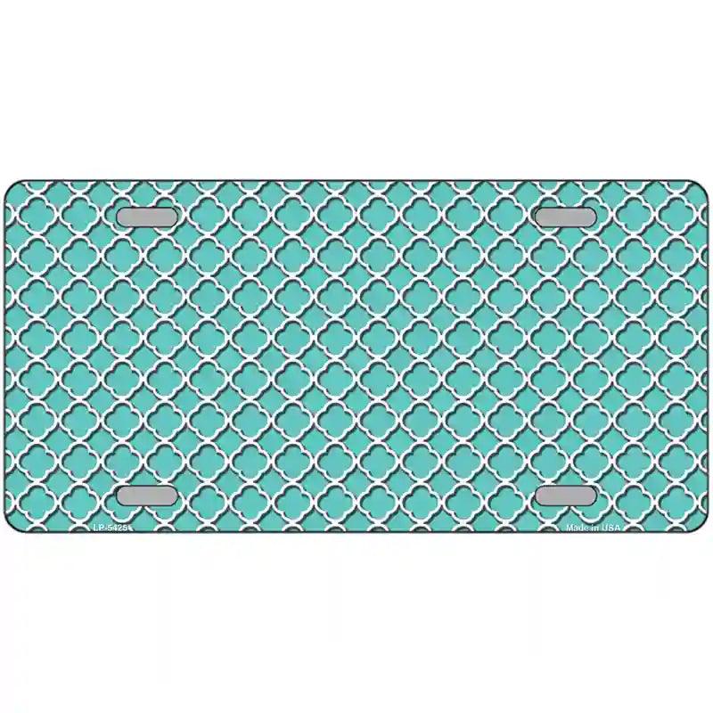 Tiffany Blue White Quatrefoil Metal Novelty License Plate 24" x 12" (LLP)