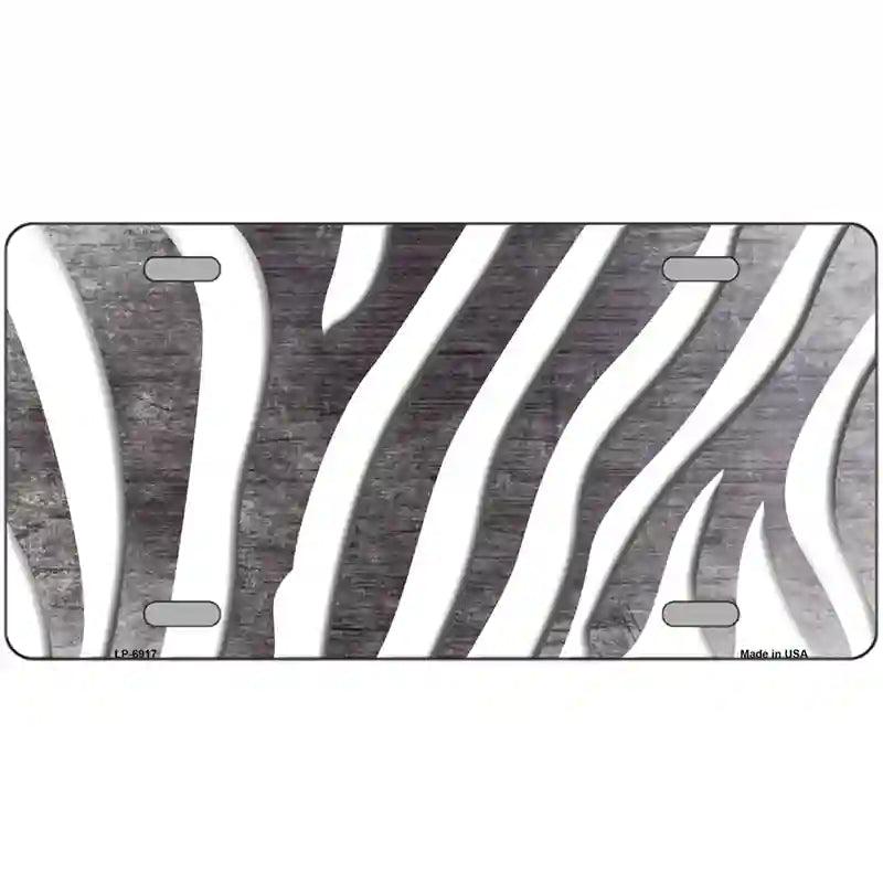 Black White Zebra Oil Rubbed Metal Novelty License Plate 24" x 12" (LLP)