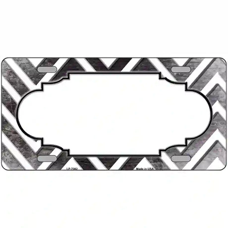 Black White Chevron Scallop Oil Rubbed Metal Novelty License Plate 24" x 12" (LLP)