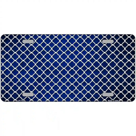 Blue White Quatrefoil Oil Rubbed Metal Novelty License Plate 24" x 12" (LLP)