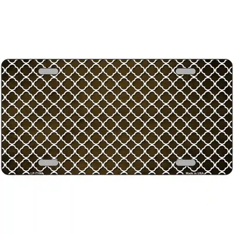 Brown White Quatrefoil Oil Rubbed Metal Novelty License Plate 24" x 12" (LLP)