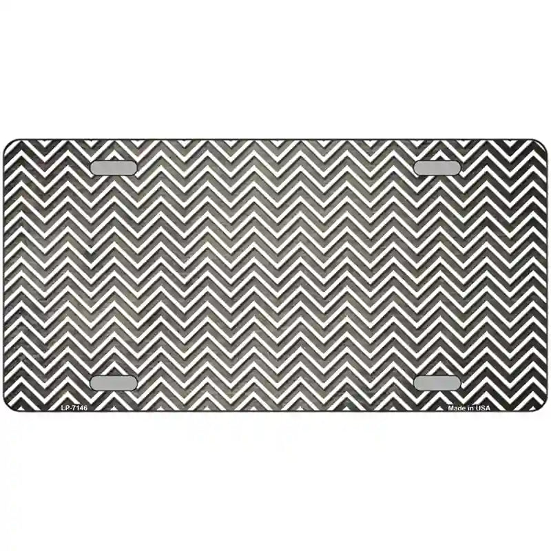 Tan White Small Chevron Oil Rubbed Metal Novelty License Plate 24" x 12" (LLP)