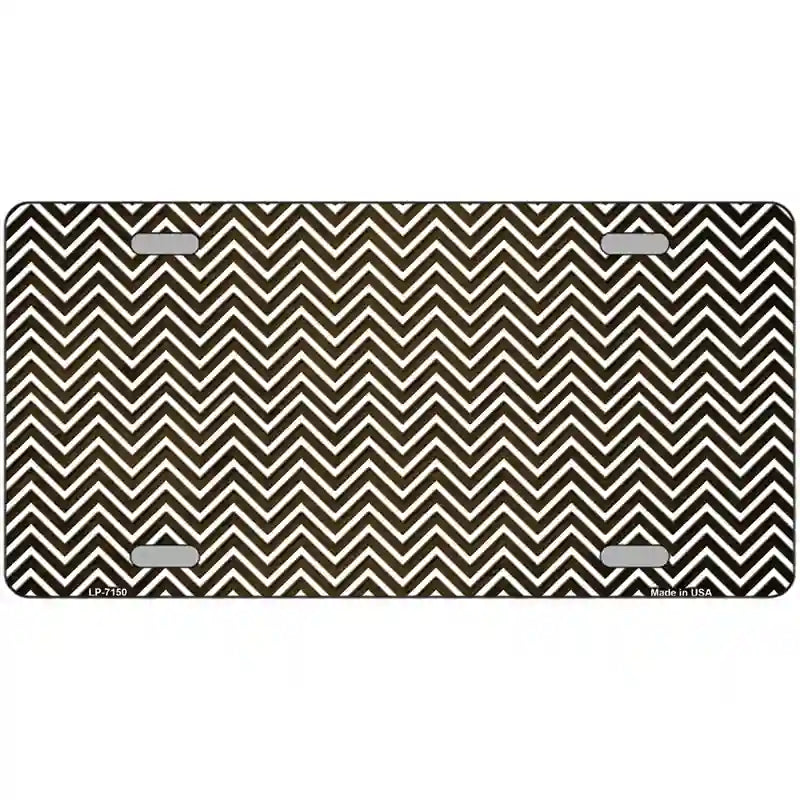 Brown White Small Chevron Oil Rubbed Metal Novelty License Plate 24" x 12" (LLP)