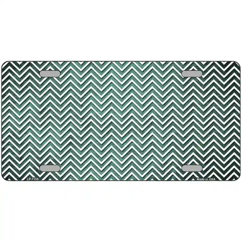 Mint White Small Chevron Oil Rubbed Metal Novelty License Plate 24" x 12" (LLP)