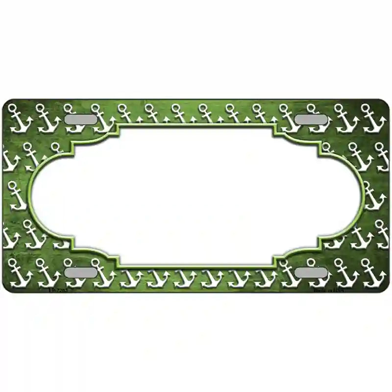 Lime Green White Anchor Scallop Oil Rubbed Metal Novelty License Plate 24" x 12" (LLP)