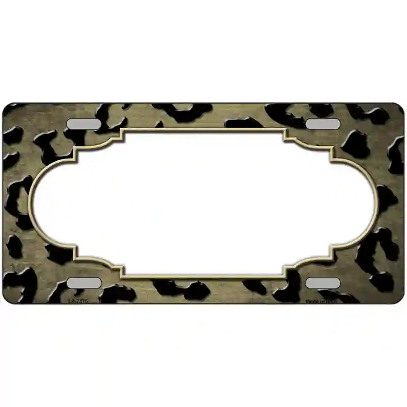 Gold Black Cheetah Scallop Oil Rubbed Metal Novelty License Plate 24" x 12" (LLP)