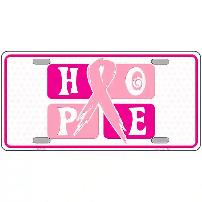 Hope Breast Cancer Ribbon Novelty Metal License Plate 24" x 12" (LLP)