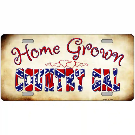 Home Grown Country Gal Novelty Metal License Plate 24" x 12" (LLP)