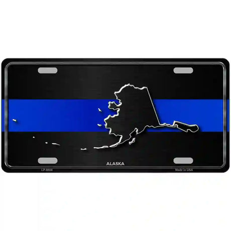 Alaska Thin Blue Line Metal Novelty License Plate 24" x 12" (LLP)
