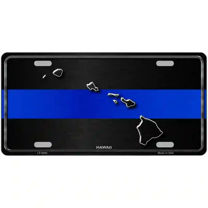 Hawaii Thin Blue Line Metal Novelty License Plate 24" x 12" (LLP)