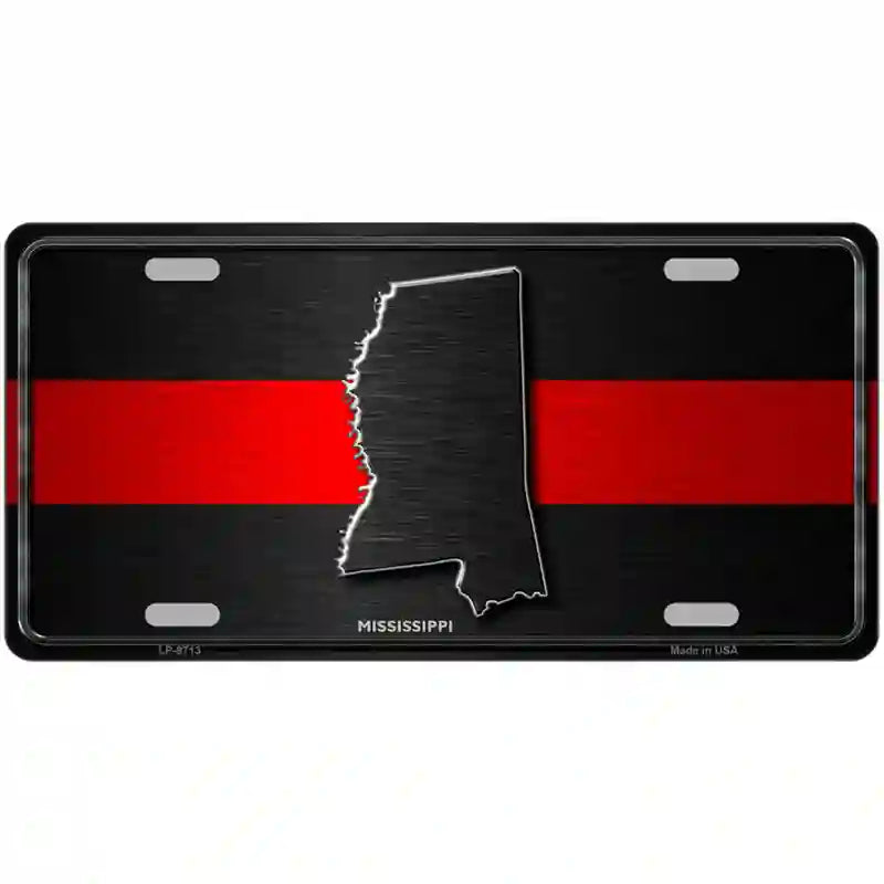 Mississippi Thin Red Line Metal Novelty License Plate 24" x 12" (LLP)