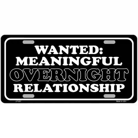 Wanted Meaningful Overnight Relationship Novelty Metal License Plate 12" x 6" (LP)