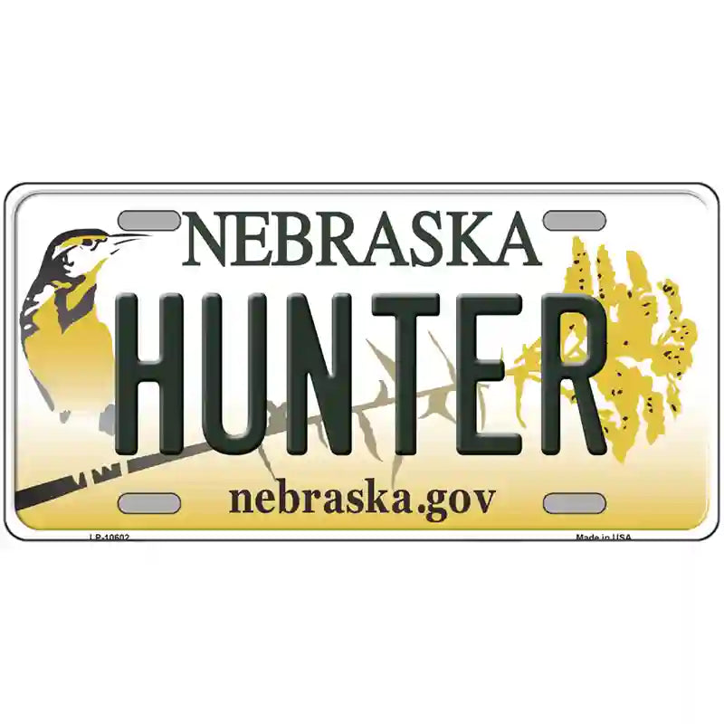 Hunter Nebraska Metal Novelty License Plate 12" x 6" (LP)