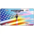 Mississippi with American Flag Novelty Metal License Plate 12" x 6" (LP)
