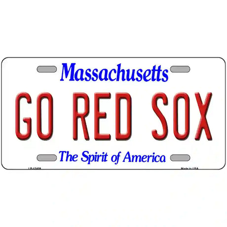 Go Red Sox Novelty Metal License Plate Tag 12" x 6" (LP)