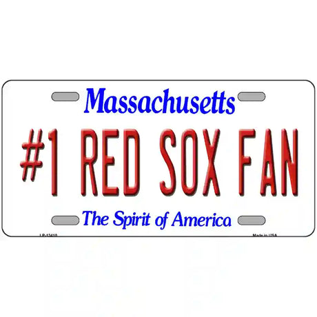 Number 1 Red Sox Fan Novelty Metal License Plate Tag 12" x 6" (LP)