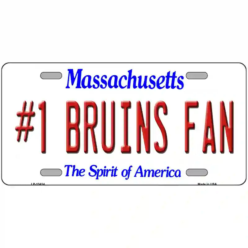 Number 1 Bruins Fan Novelty Metal License Plate Tag 12" x 6" (LP)