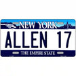 Allen 17 NY Blue Novelty Metal License Plate Tag 12" x 6" (LP)
